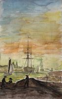 Maria Fischer Walpen, Aquarell, Segeln, Segelschiff