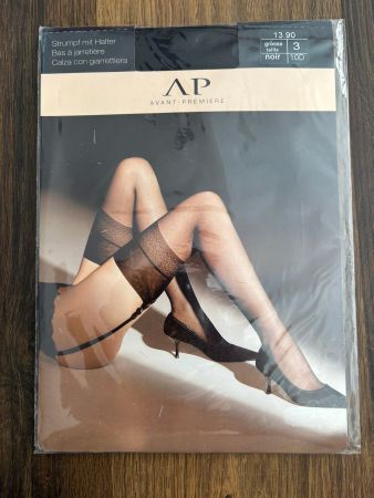 AP Strumpf mit Halter schwarz - Grösse 3 (M)   Neu