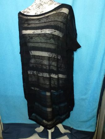 KLEID TUNIKA SCHWARZ DURCHSICHTIG GR XL STRICK KURZARM