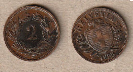 Alle Münzen: 2 Rappen 1928 – Gebraucht aus Allschwil von Coinfreak