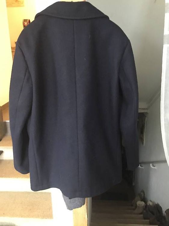 Michael Kors Bleu Marine Grand Laine Mélange Mouton Cuir Peau Caban