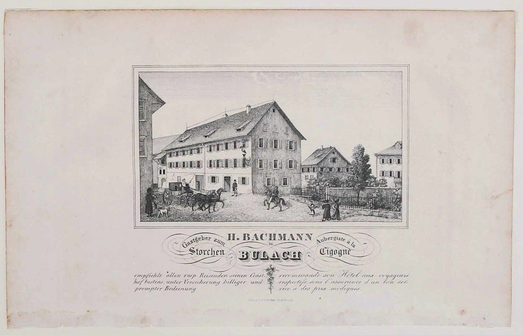 Incisioni: Bülach Lithographie 1840 selten – Usato da Rafz venduto da Helvet32