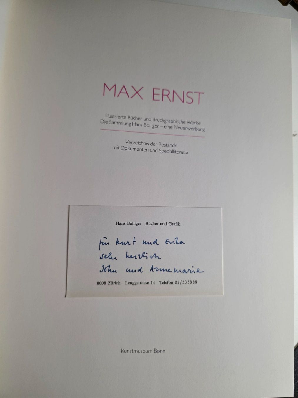 Libri: Max Ernst - Sammlung Bolliger eine Neuerwerbung 1989 – Usato da Walterswil BE venduto da Lonitti 3