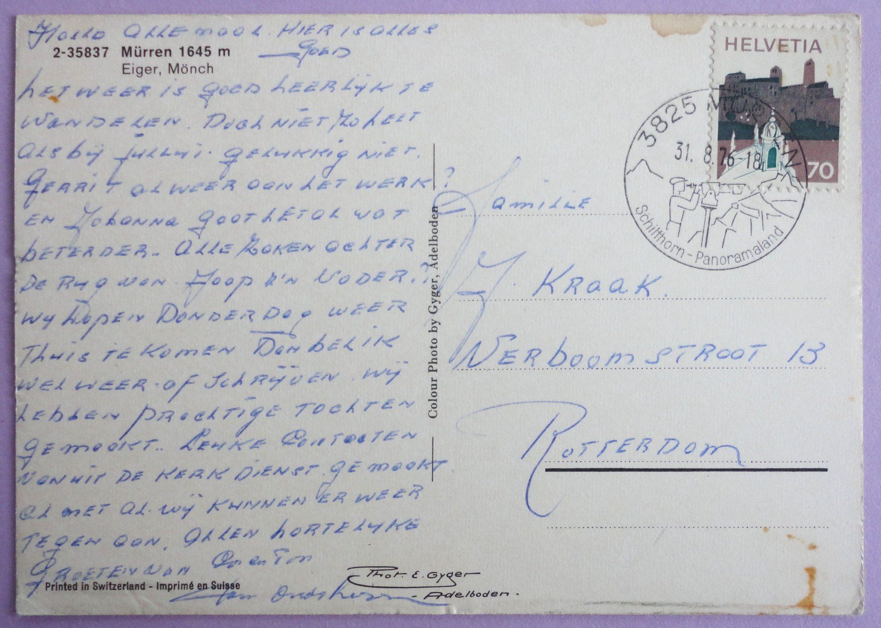 Cartoline postali: Mürren 1645 m – Difettoso da Fétigny venduto da Billy2miny 1