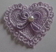 Applique Dentelle COEUR VIOLET  6 cm