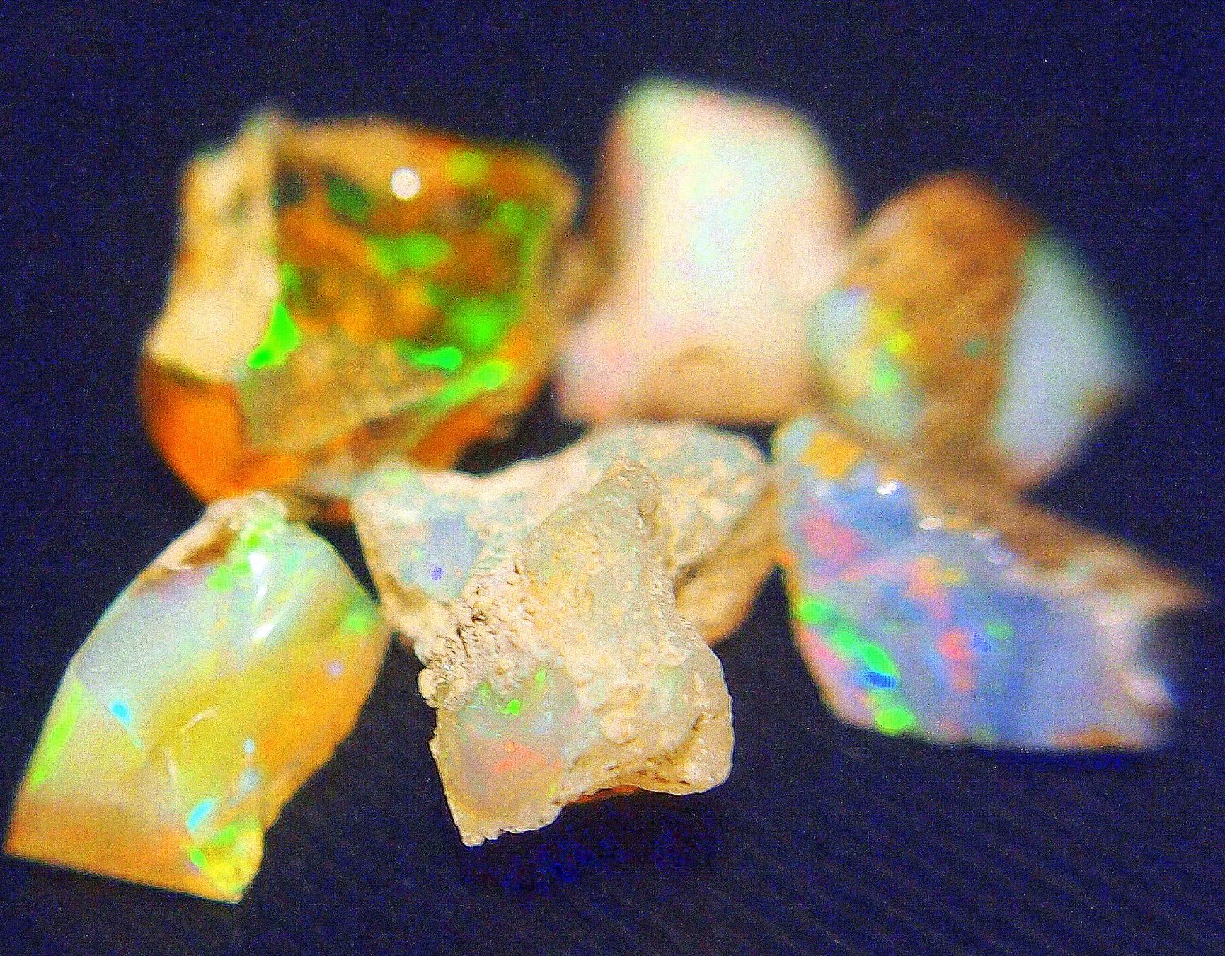 Pietre preziose: 6 rohe Feueropale multicolor, 17 crt. – Nuovo e nell'imballaggio originale da Reinach BL venduto da Marcopal 1