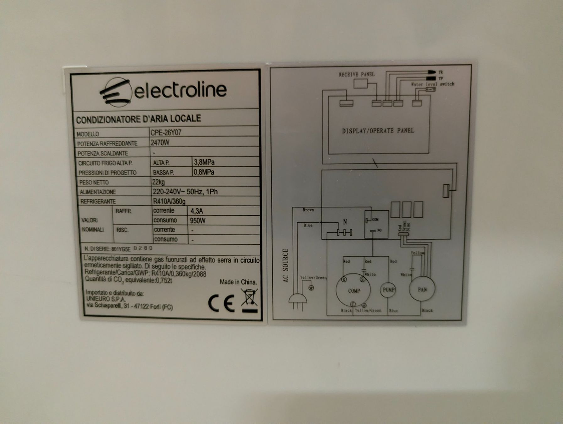 Klimageräte: Climatiseur: Electroline - CPE 26Y07 – Gebraucht aus Genève von ali_8v86 3