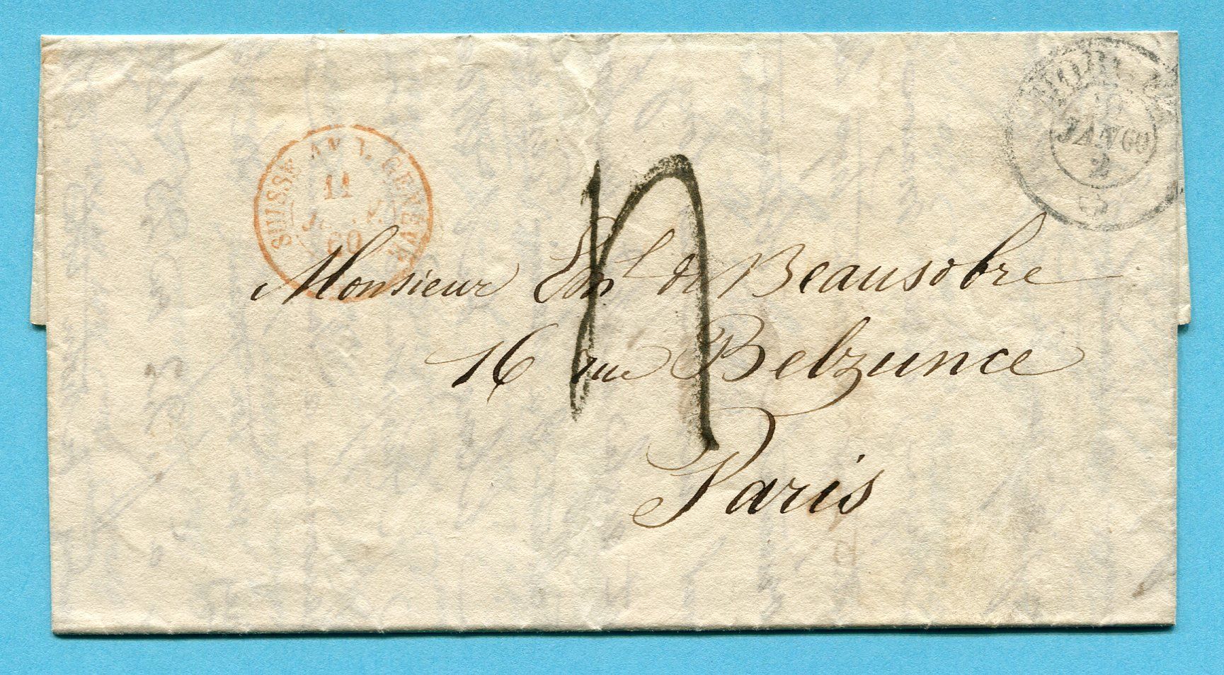 Tous les timbres: Faltbrief von Morges nach Paris 1860 – D'occasion à Opfikon par Prophila