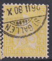 Sitzende Helvetia "15" Nr. 39++++V-O ST.GALLEN