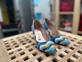 Van Gogh Blau High Heels Gr. 36, Einzigartig & Fast Neu