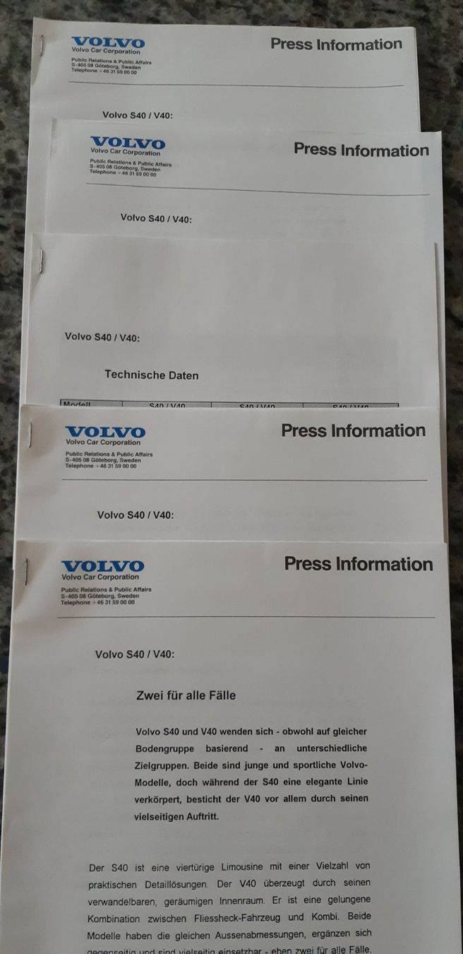 Volvo Documenti: Volvo  Press Information 1996 – Usato da Muri b. Bern venduto da Bernik 2