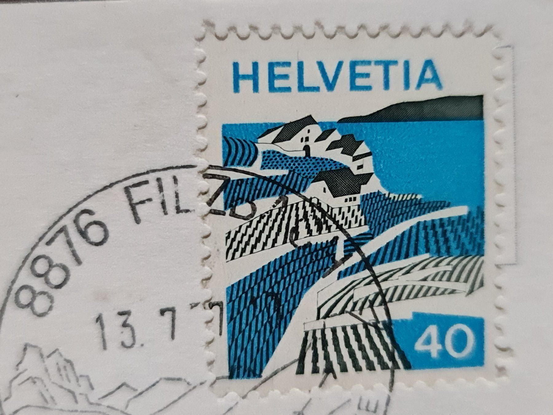 Cartoline postali: Ansichtskarte Habergschwänd Filzbach 1977 – Usato da Dintikon venduto da Vexi 1