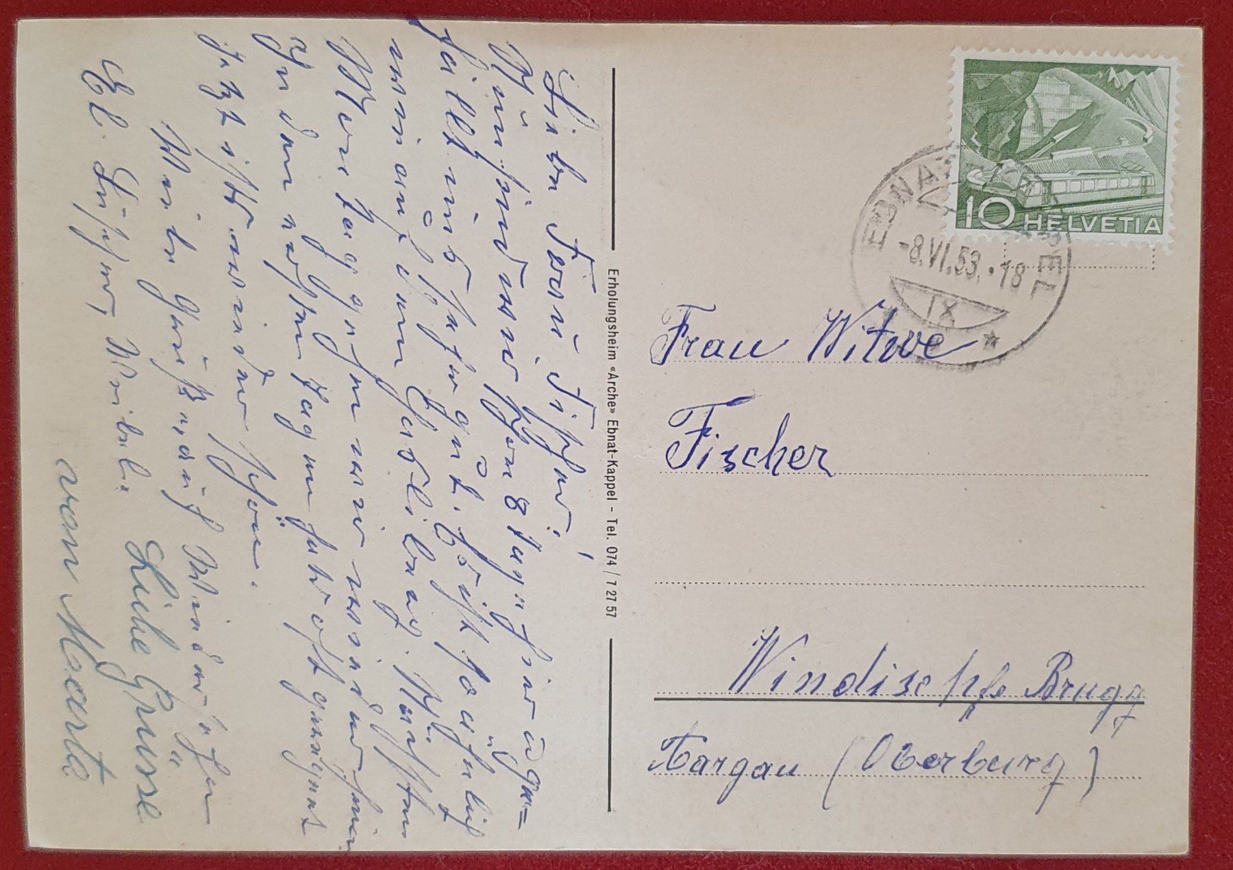 Cartoline postali: Ebnat-Kappel 1953 – Usato da Kreuzlingen venduto da Rschweiz1 1