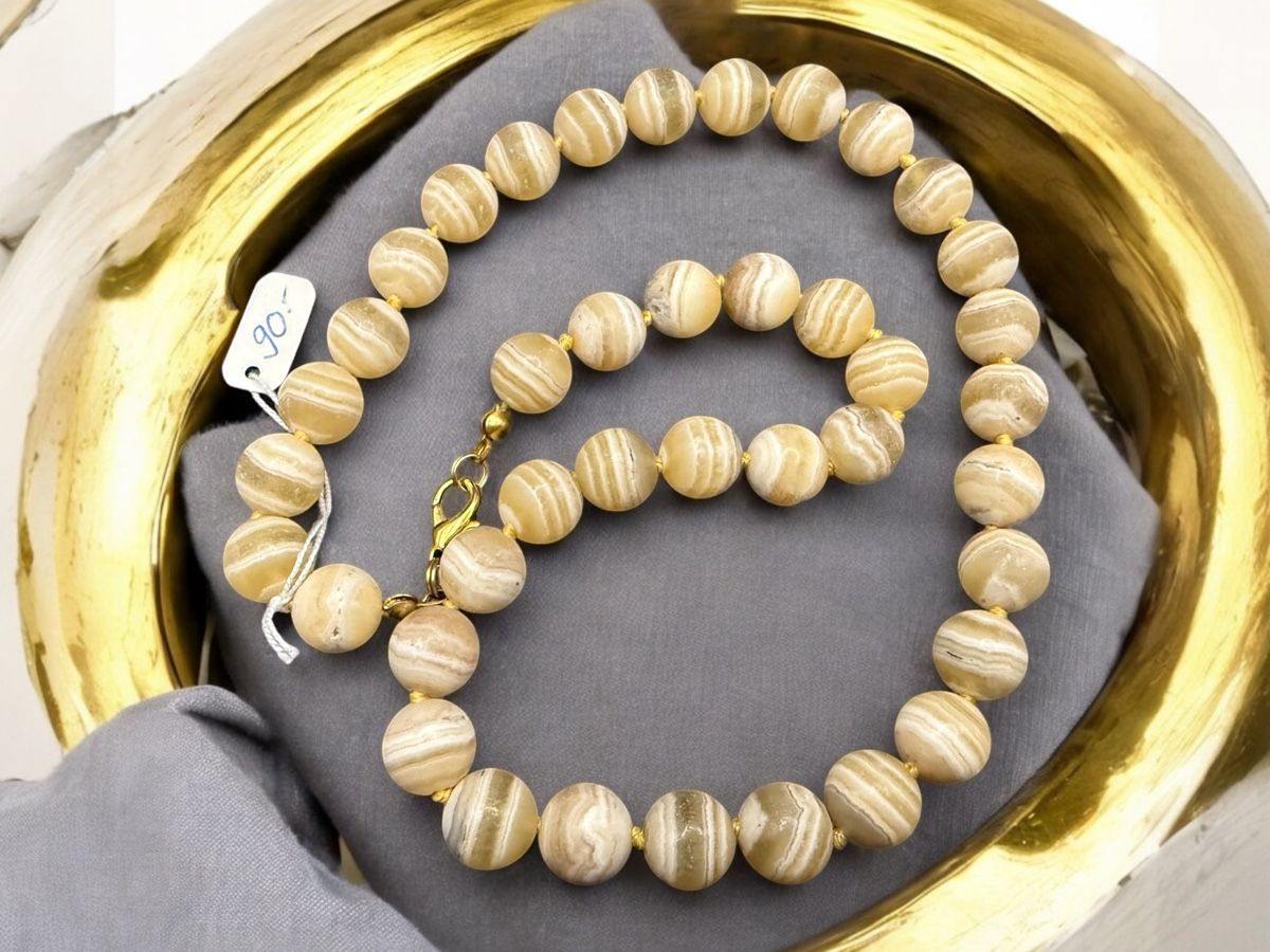 Catenine: Aragonit-Perlenkette, Gelbtöne – Usato da Lamone venduto da LaCantinaMagica 2