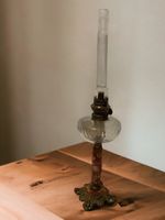 Jugendstil Petrollampe Marmor, Bronze, Kristall Lampe