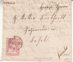 SBK 24B4 (24G) auf Faltbief-Fragment mit ST Mellingen