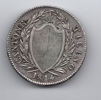 (1536) Tessin, 4 Franchi, 1814, mit Stern, vz, Silber