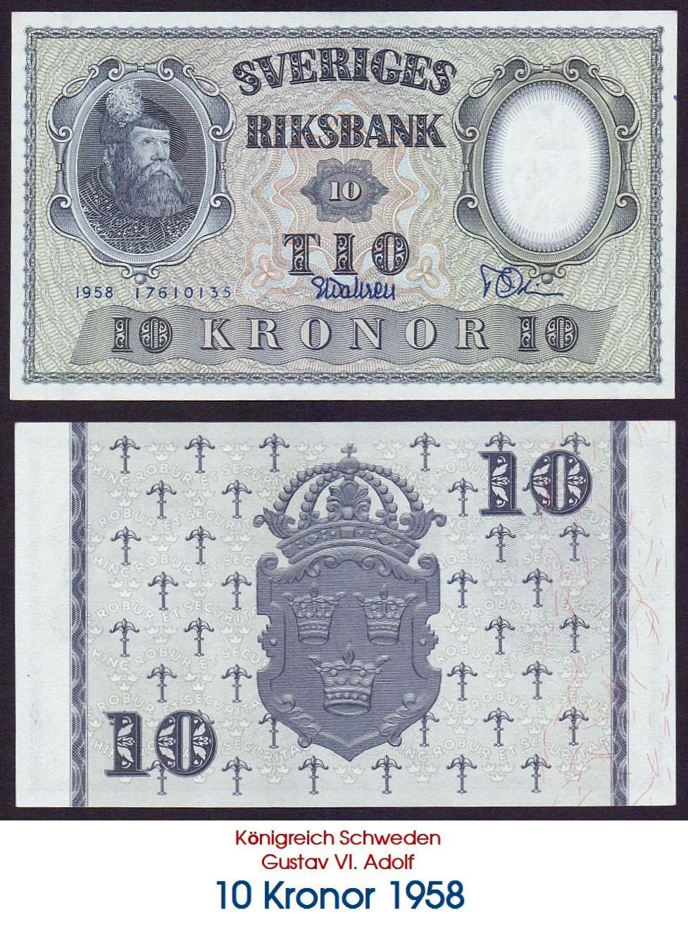 Banconote: 10 Kronor 1958 UNZ – Nuovo (secondo la descrizione) da Flamatt venduto da samowarow