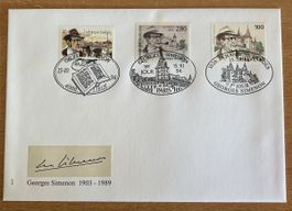 Georges Simenon Briefmarken Ersttagsbrief