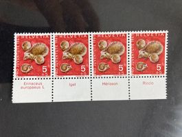 Schweiz 1965 Pro Juventute 5 4er-Streifen alle TABs postfr.