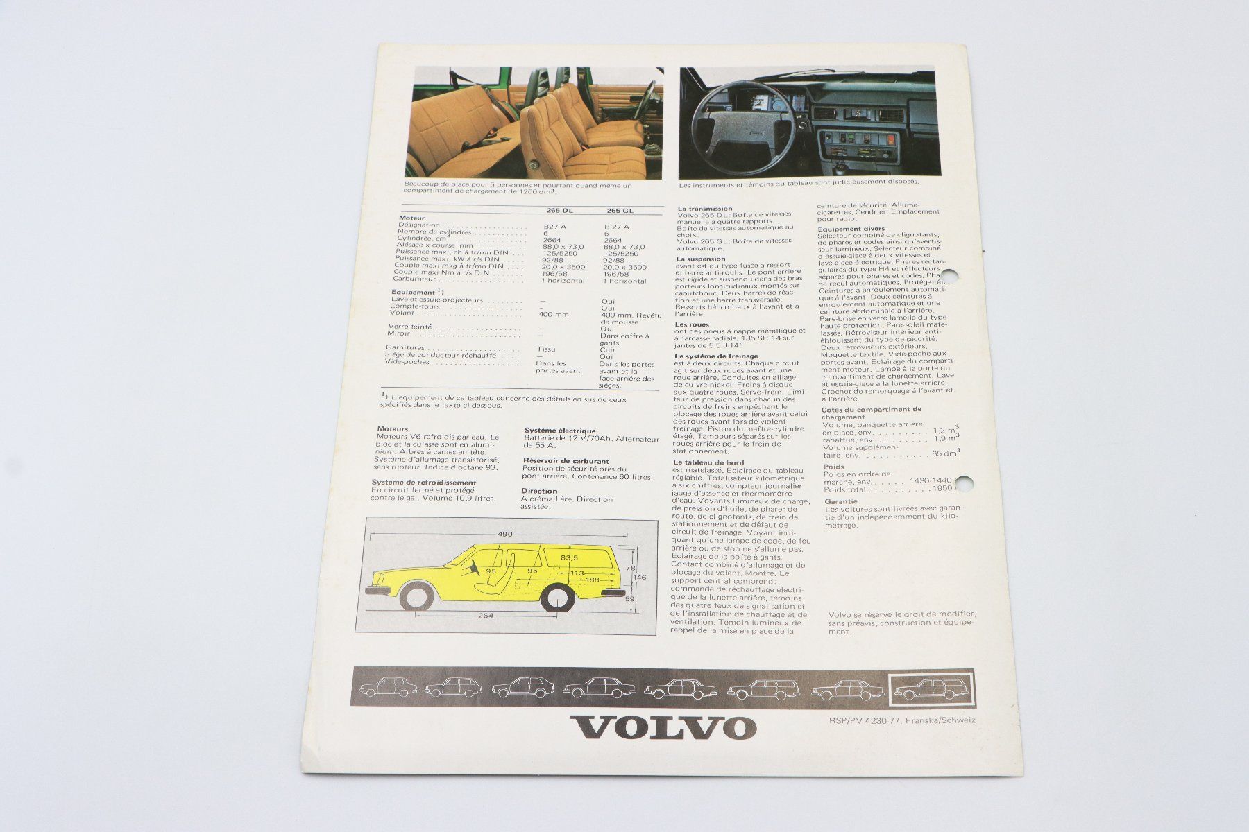 Volvo Documenti: Volvo 265 1977 Prospektblatt – Usato da Bühl b.Aarberg venduto da Collectorpassions 3