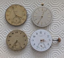 4 Taschenuhrwerke; Tissot, Eterna, Alpina, Marvin