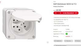 Nass Aufputz NAP Steckdosen Feller NEVO 3 x T13
