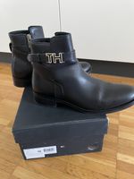 Tommy Hilfiger Black Leather Ankle Boots, Size 38 EU