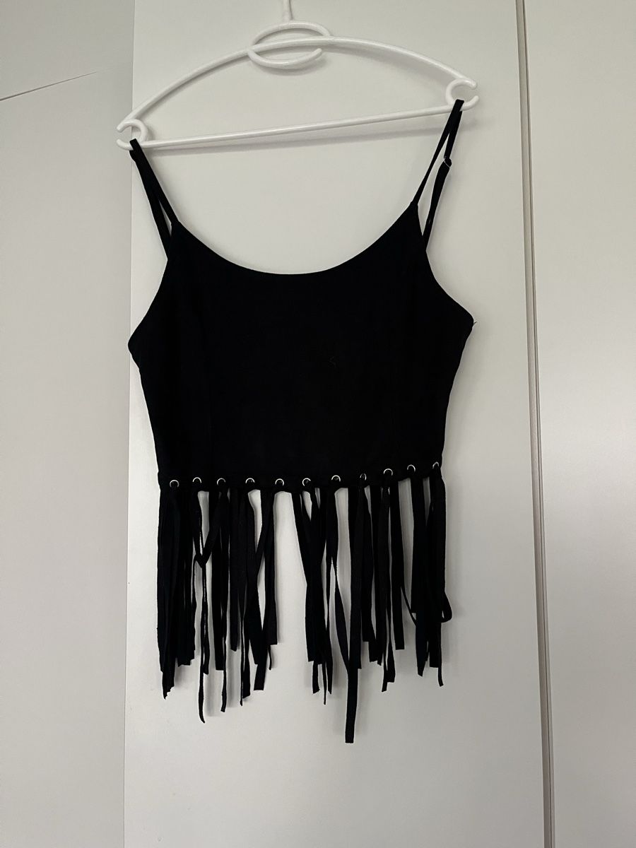 Top: Schwarzes Fransen Top von Chic&Booti, Grösse S, Sommer – Nuovo (secondo la descrizione) da Gockhausen venduto da Lali013