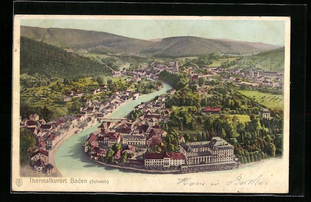 Ansichtskarten: AK Baden, Totalansicht, 1904 – Gebraucht aus Berlin von bartko-reher