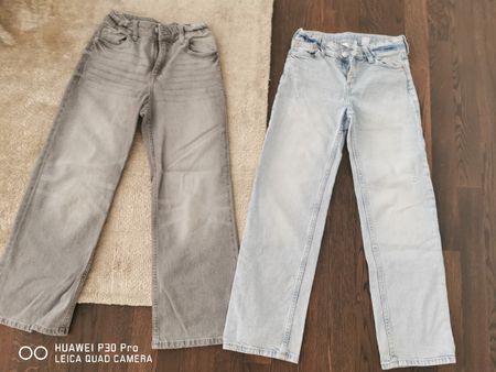 Jeans 2er Set Mädchen Gr 140-146 Hellblau Grau
