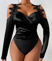 Body noir chic à broderies, taille M
