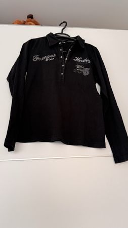 Schwarzes Langarm-Poloshirt, Famous Tour, Gr. M/38, Top!