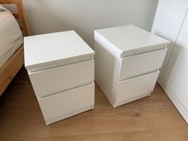 2x IKEA KULLEN Nachttisch / Kommode weiss – 2 Schubladen