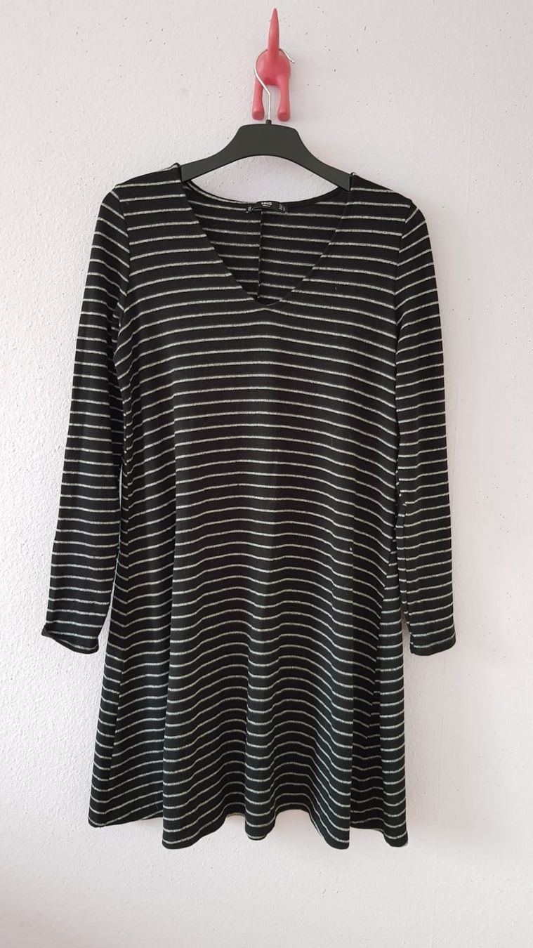 Mango Vestiti: Robe MNG mango Basics rayée noire et blanche taille L neuve – Nuovo e nell'imballaggio originale da Versoix venduto da aline_b