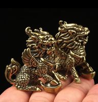 couple de gardien de temple en bronze
