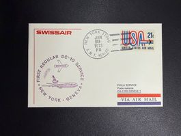 Swissair Erstflugbrief New York-Genf 1973
