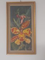 Gemälde Blumenstillleben, signiert A.S. 75, Goldrahmen