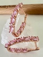 585 Roségold Creolen rosa Marquise Zirkonia elegant NEU