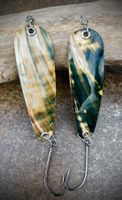 2 Tropfen Perlmuttspangen Turmalin ca. 90mm montiert