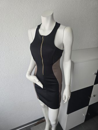 Robe moulante noir/taupe T - S