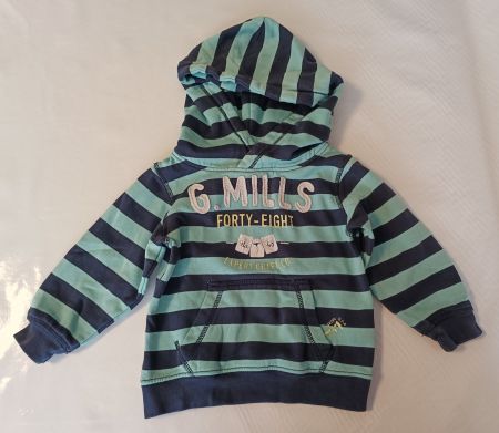 H&M Hoodie Gr 92 Kinder, Blau/Grün gestreift G. Mills