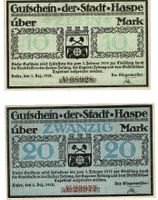 Haspe Set 10+20 Mark 01.12.1918 VZ++-UNZ
