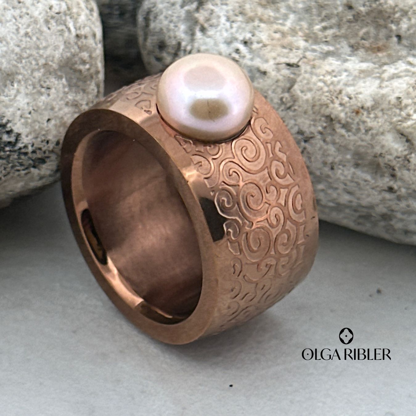 Olga Ribler Ringe: Edelstahring mit Süsswasserperle, Gr. 60 – Neu (gemäss Beschreibung) aus Luzern von MonikaS03 3