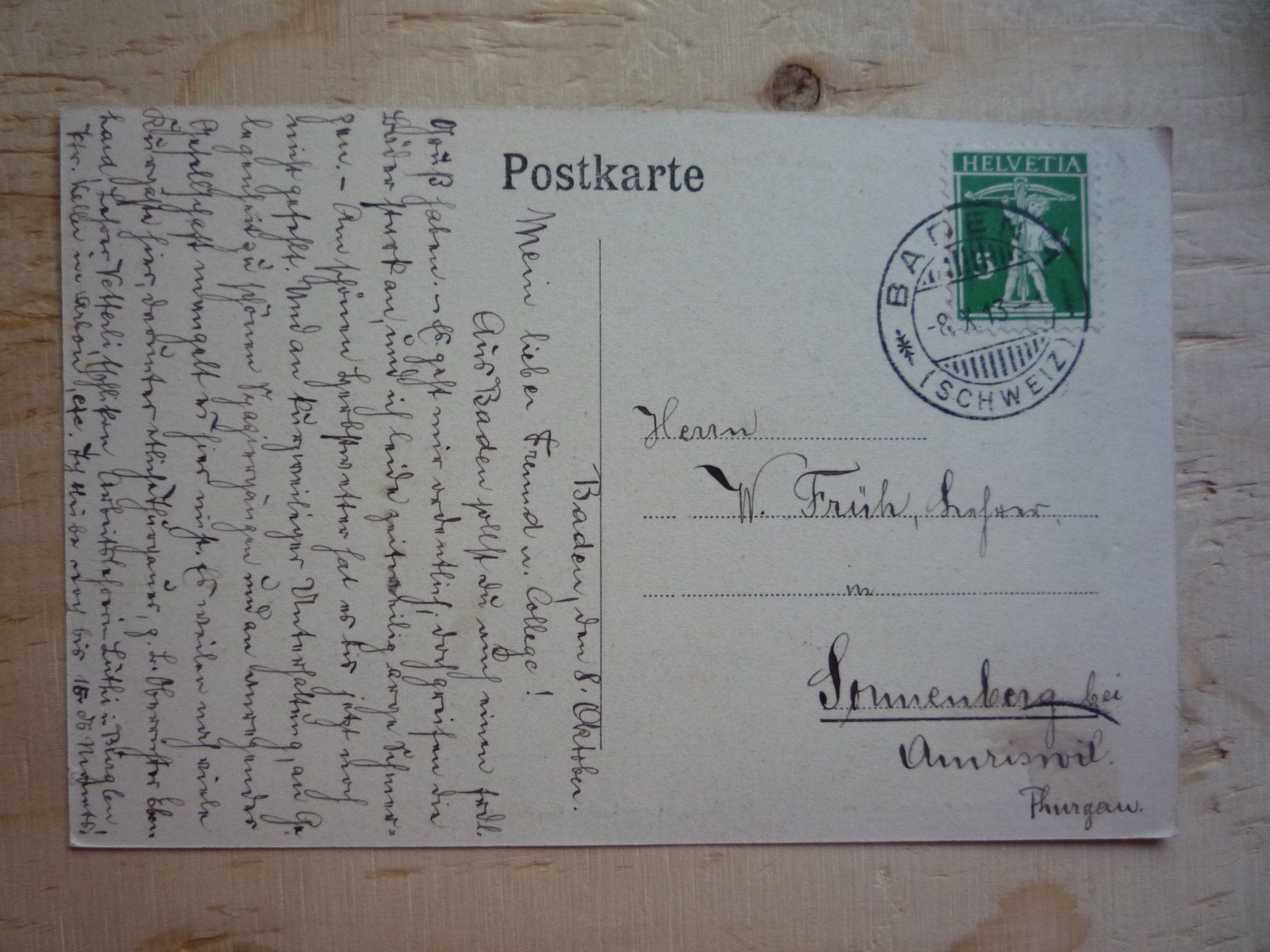Cartoline postali: Wettingen - Lehrerseminar, 8.X.13 – Usato da Rieden SG venduto da Brockehuesli 1