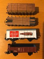 4x ÖBB Güterwagen 2x mit Holzladung (echtes Holz)
