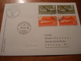 Liechtenstein Ballonpostbrief 1961, schön frsnkiert