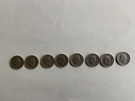 5 Rappe Münze Jg 1950,1952,1953,1954,1955,1957,1958,1959