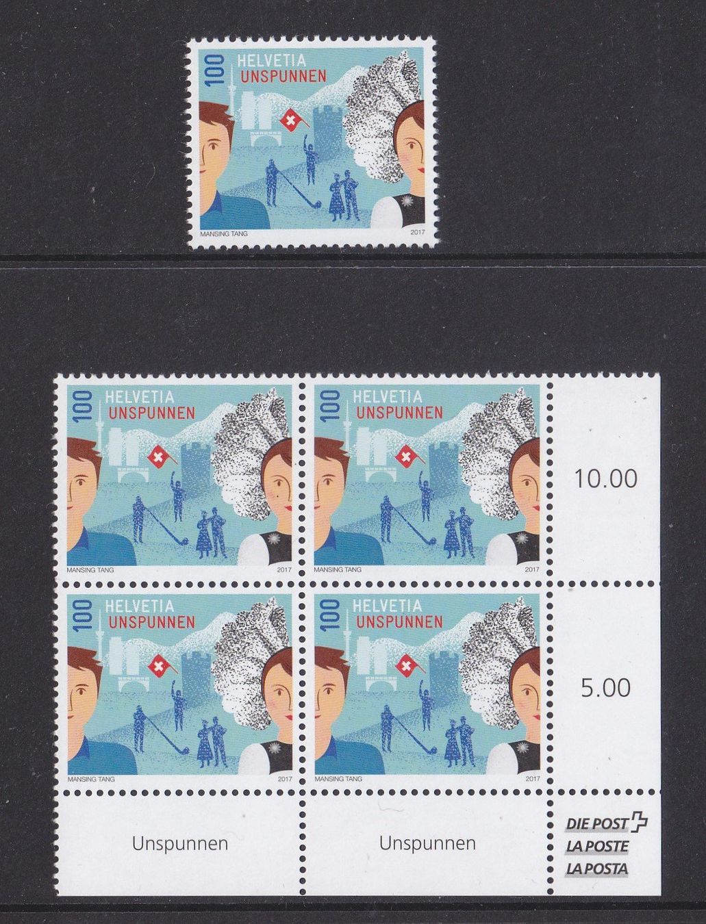Tutti i francobolli: 2017  Viererblock + Einzelmarke  ** Postfrisch **   Nr.1629 – Nuovo (secondo la descrizione) da Adliswil venduto da Aenti