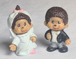 2x Vintage Sammel Figuren Bullyland - Monchichi Brautpaar